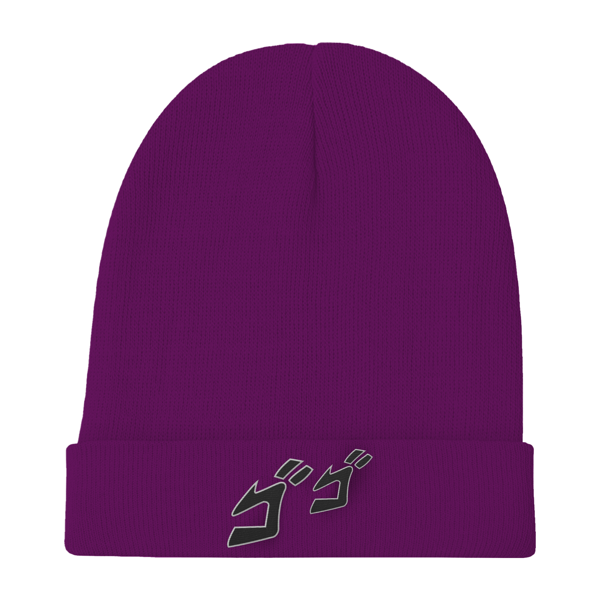 The JOJO Menacing beanie is a purple magenta beanie, with the menacing symbols from jojo embroidered on it. The beanie itself is made from 100% Soft-Touch Acrylic ( 55% Polyester/45% Acrylic). Pretty Nerdy.